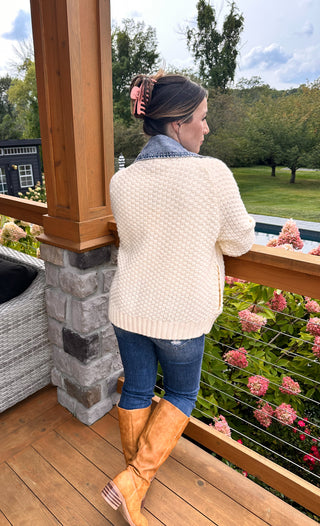 Winslet Cable and Denim Cardigan