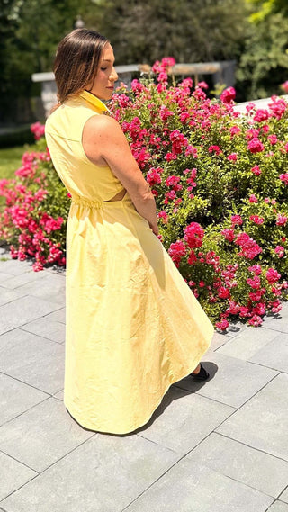 Soleil Yellow Halter Midi Dress - Dear GigiYellowSmall