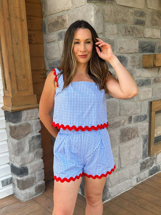Riley Gingham Set with Ric Rac Trim - Dear GigiS