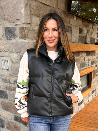 Lennox Vest Quilted Leather Puffer