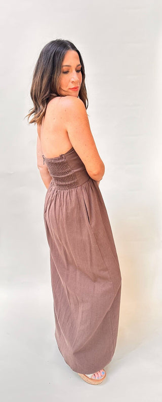Brown Halter Dress - Dear GigiS