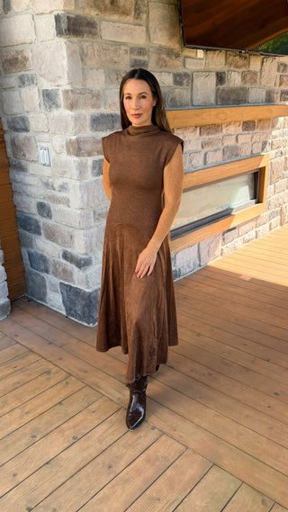 Verona Faux Suede Dress - Dear GigiBrownS