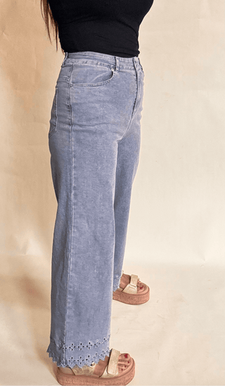 Scalloped Cut Out Jeans - Dear GigiS