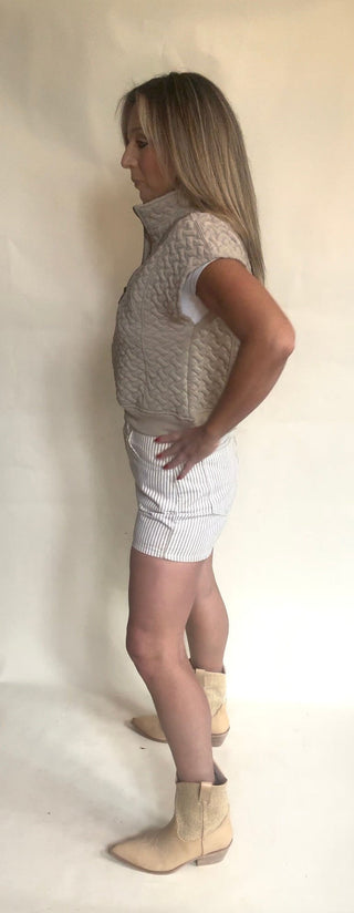 Khaki Striped Shorts - Dear GigiS