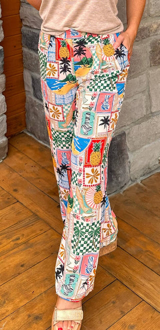 Sierra – Tropical Print Relaxed Summer Pants - Dear Gigibeige multiExtra small