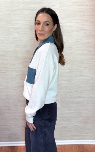 Kennedy Denim Collar Sweater - Dear GigiS