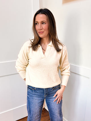 V Neck Basic Sweater Ivory