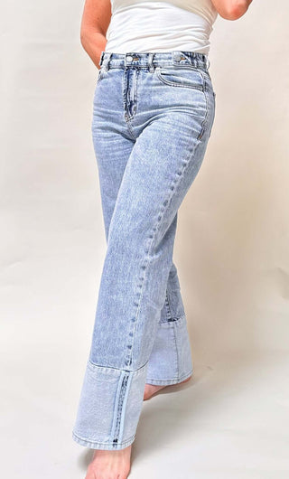 Wide Leg Contrast Hem Jeans - Dear Gigi26