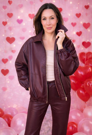 Averie Burgundy Bomber