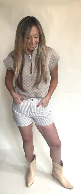 Khaki Striped Shorts - Dear GigiS