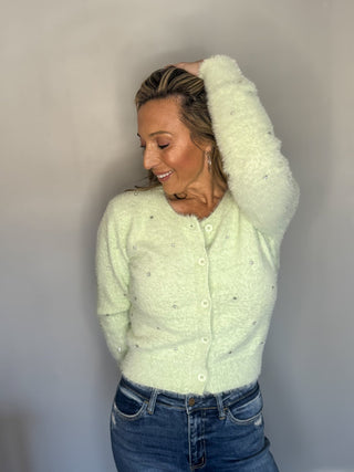 Stone Trim Mohair Cardigan - Dear GigiSmall