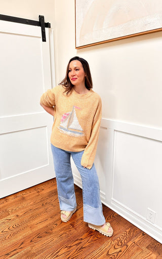 Butter Breeze Sailboat Sweater - Dear GigiXS