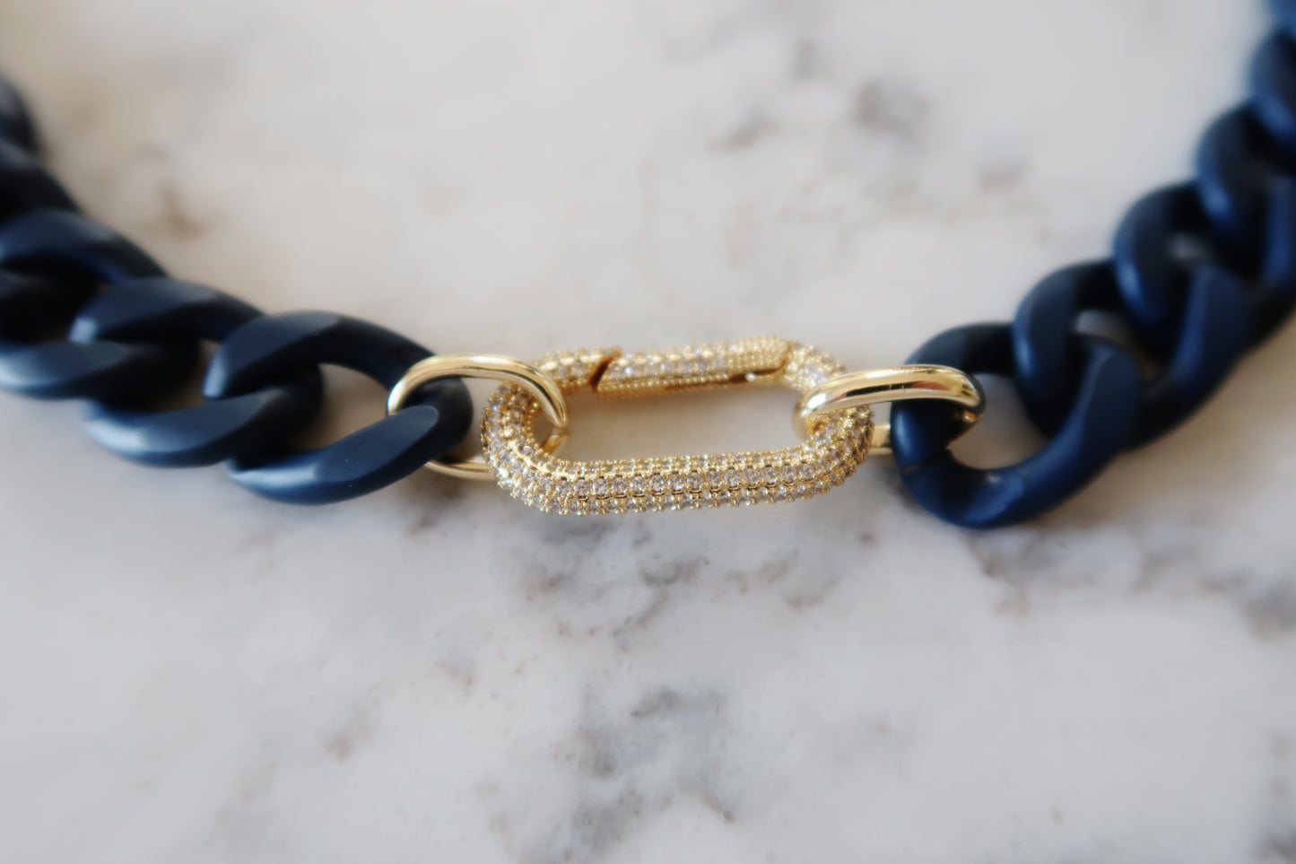 Enamel Chain with CZ Carabiner