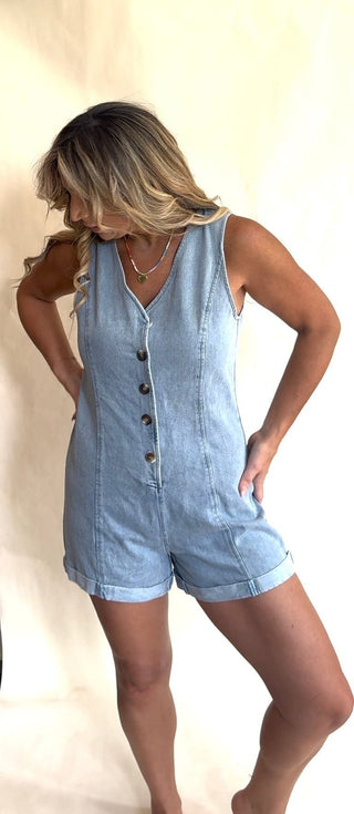 The Rowan - Denim Romper - Dear GigiS