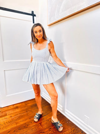 Sleeveless Striped Pleated Romper - Dear GigiS