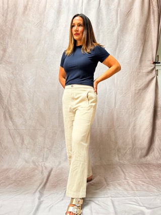 The Monroe Pants – Greige Cotton Twill