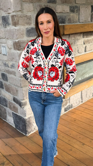 The Rosalie Floral Knit Jacket - Dear GigiXS