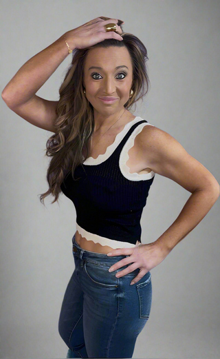 Sleeveless Scallop Sweater Tank