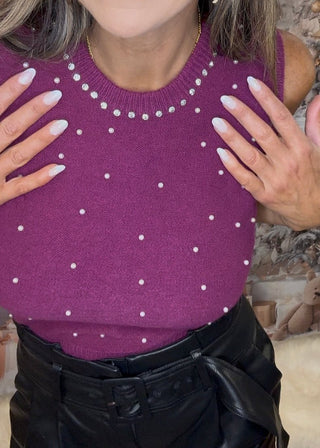 Purple Rhinestone Sweater