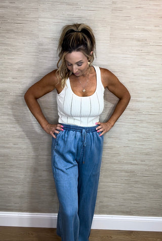 Drawstring Denim Pants