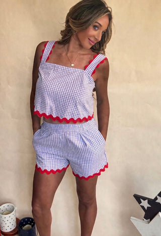 Riley Gingham Set with Ric Rac Trim - Dear GigiS