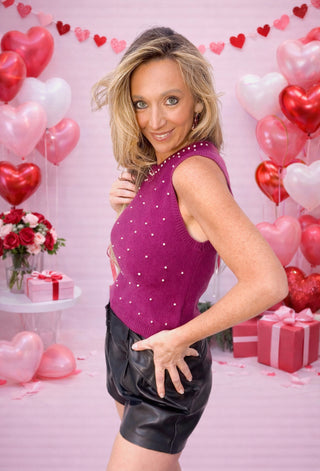 Purple Rhinestone Sweater