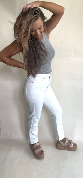 Straight Leg White Jeans - Dear Gigi24