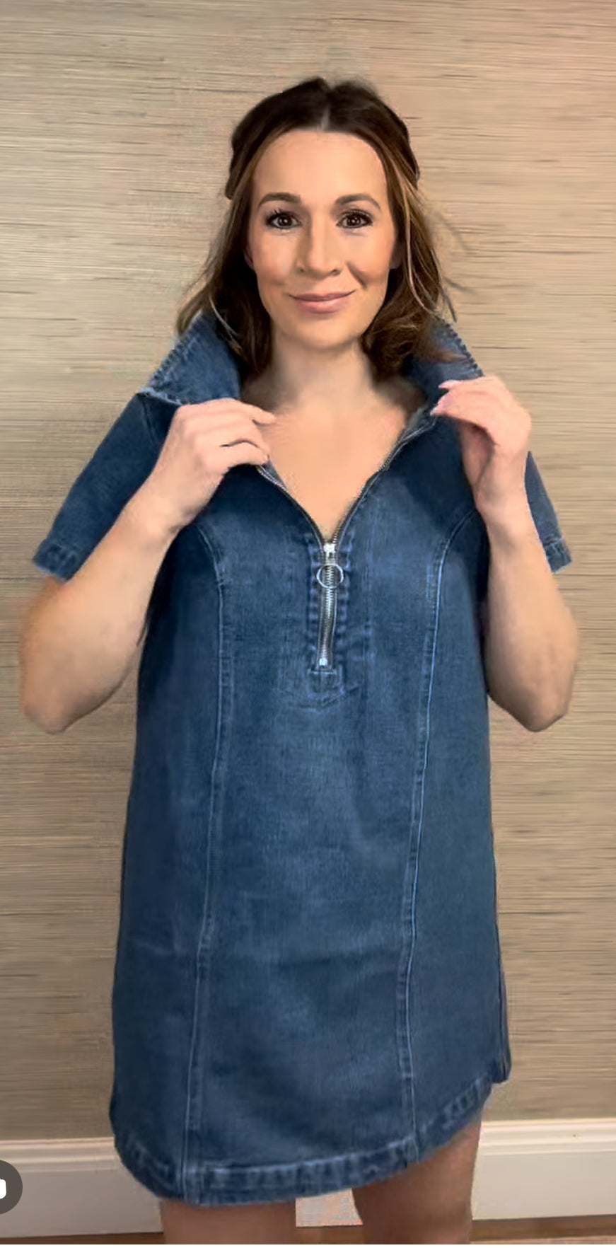 Washed Denim Zipped Mini Dress