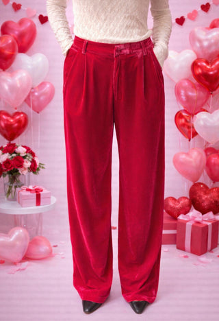 Pink Velvet Wide Leg Pants
