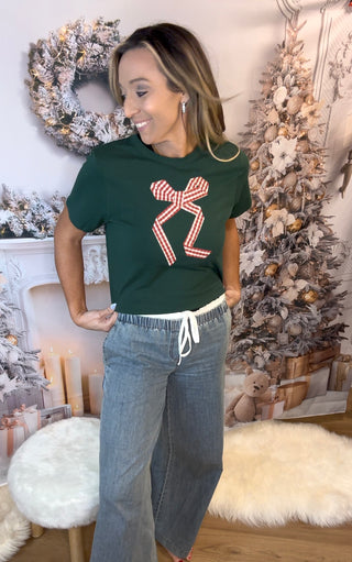 Holiday Gingham Bow Tee