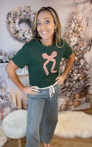 Holiday Gingham Bow Tee