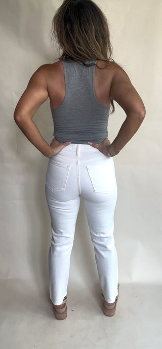 Straight Leg White Jeans - Dear Gigi24