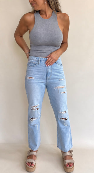Jensen High Rise Distressed Ankle Jean
