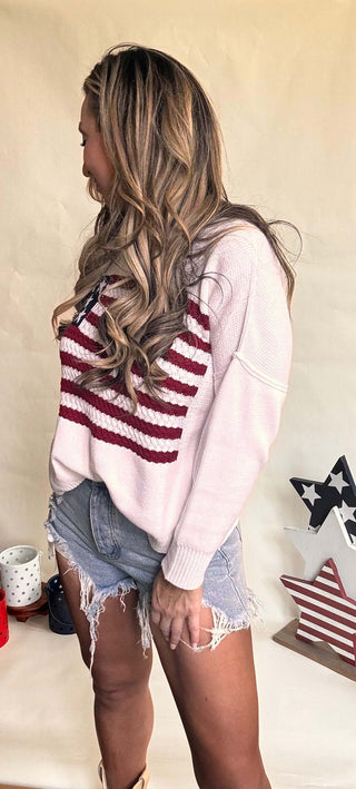 American Flag Drop Shoulder Sweater