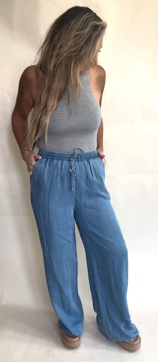 Drawstring Denim Pants - Dear GigiSmallBlue