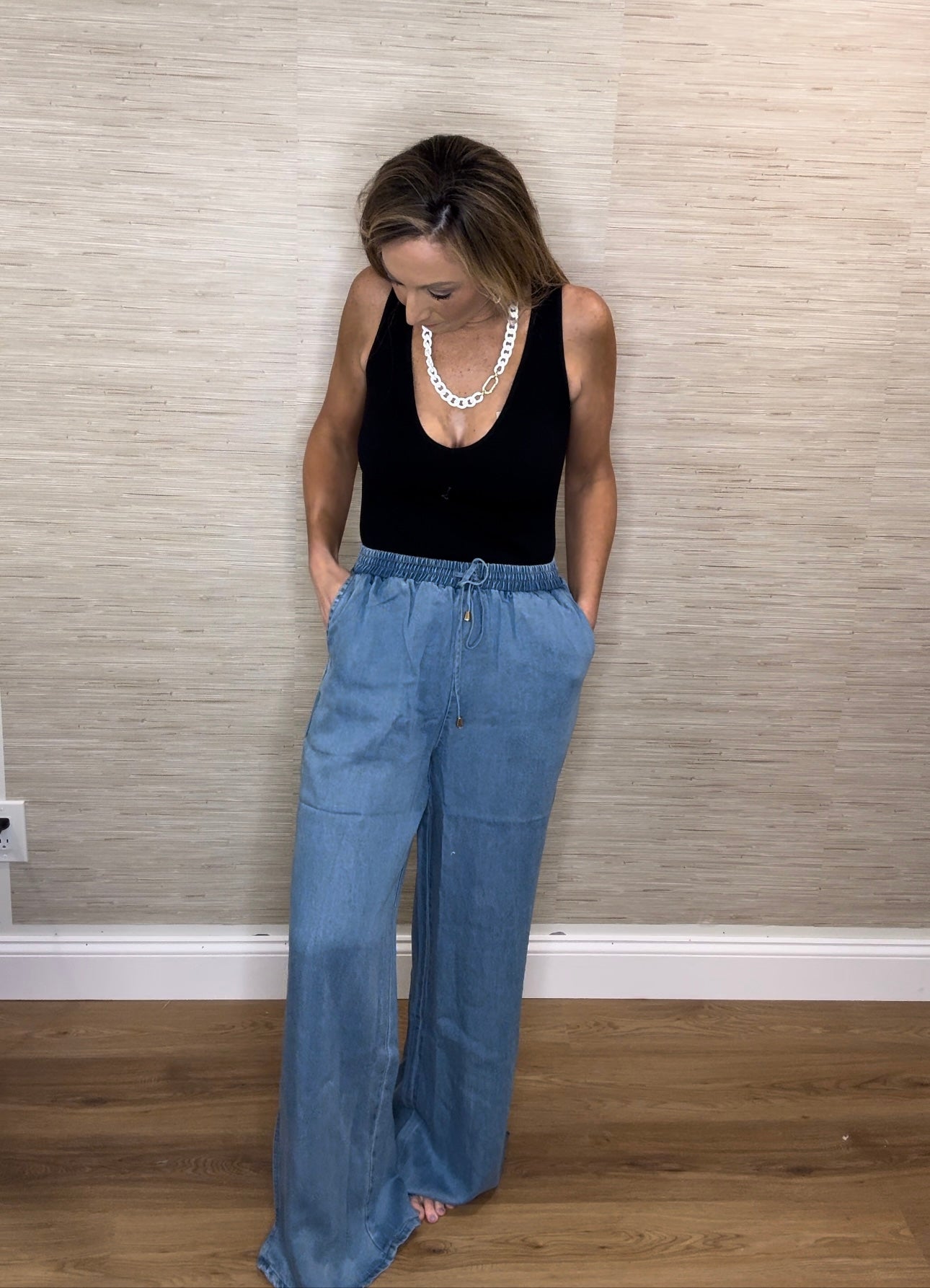 Drawstring Denim Pants