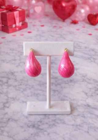 Enamel Raindrop Earrings Pink