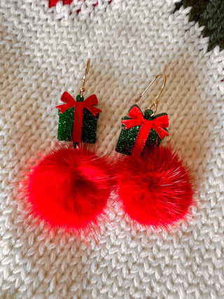 Fur Pom Gift Earrings