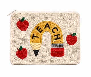 Teach with Heart Beaded Pouch
