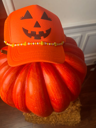 Jack o Lantern Hat with Candy Corn Charm