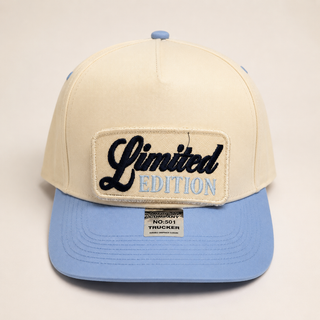 Limited Edition Trucker Hat – Cream & Powder Blue