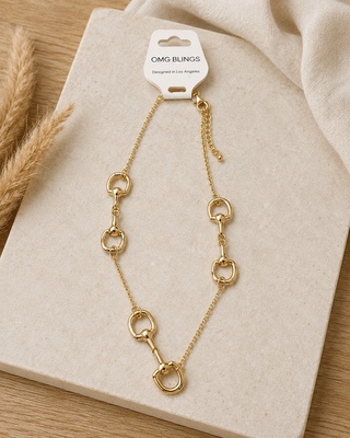 Golden Equestrian Link Necklace