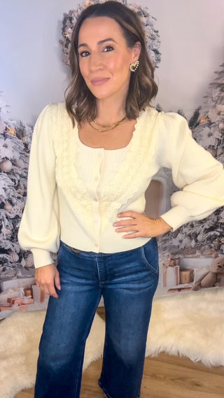 Cream V-Neck Blouse