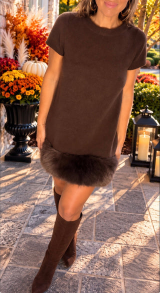 The Madison Feather Trim Dress - Dear GigiS