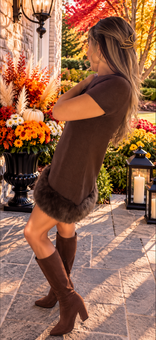 The Madison Feather Trim Dress - Dear GigiS